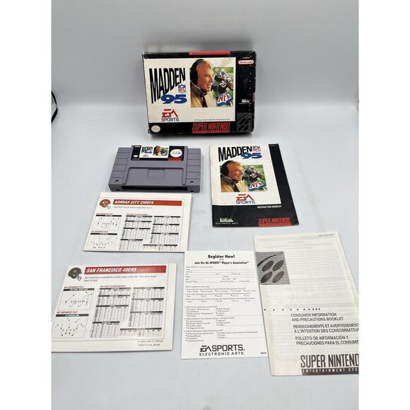 Madden NFL 95 Super Nintendo Entertainment System SNES 1994 100% COMPLETE - Picture 6 of 16
